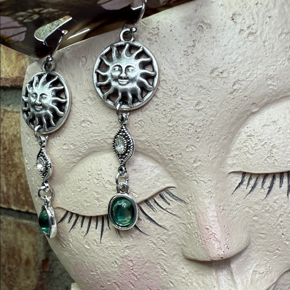 Sun Silvertone Dangle Earrings - image 2